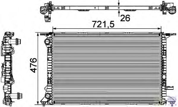 запчасти, Радиатор двигателя AUDI A4/A5 1.8-2.0/3.0 TDI 07- VAG 8K0 121 251 L 