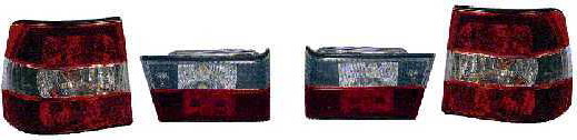 BMW E34 Фонарь задний внешний+внутренний левый+правый (комплект) (СЕДАН) тюнинг прозрачный хрустальный красный-белый на BMW e34 (БМВ е34) - цена, наличие, описание