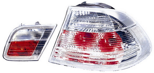 BMW E46 Купе, фонарь задний внешний+внутренний левый+правый (КОМПЛЕКТ) тюнинг прозрачный хрустальный на BMW e46 (БМВ е46) - цена, наличие, описание