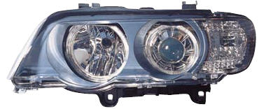 BMW X5 Фара левая+правая (комплект) тюнинг со светящимися ободками (ангельские глазки), линзованная, внутри черная на BMW e53 X5 (БМВ е53 х5) - цена, наличие, описание